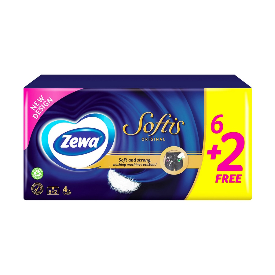 Zewa Softis Classic Χαρτομάντηλα Τσέπης, 6+2 τεμάχια